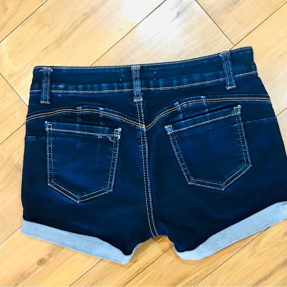 Wax Jeans denim shorts dark rinse super stretch blue small 2 - Picture 6 of 6